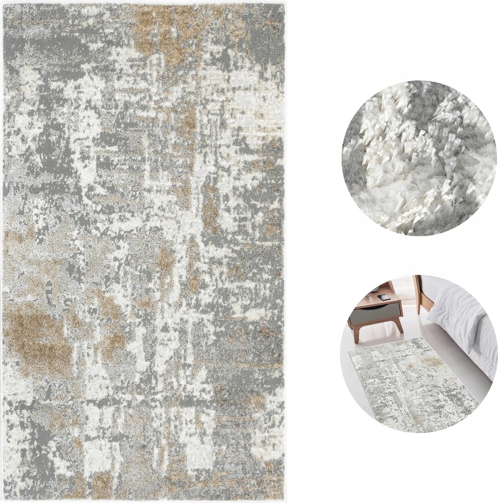 Modern Szőnyeg 67x120cm Szürke Kopottas Hálószoba Szőnyeg Loft Stílusú