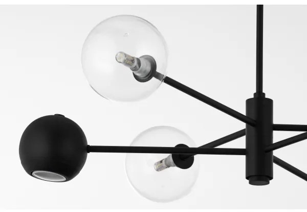 Jupiter 1995 - Csillár rúdon MOKA 3xGU10/10W/230V + 3xG9/10W/230V fekete/átlátszó