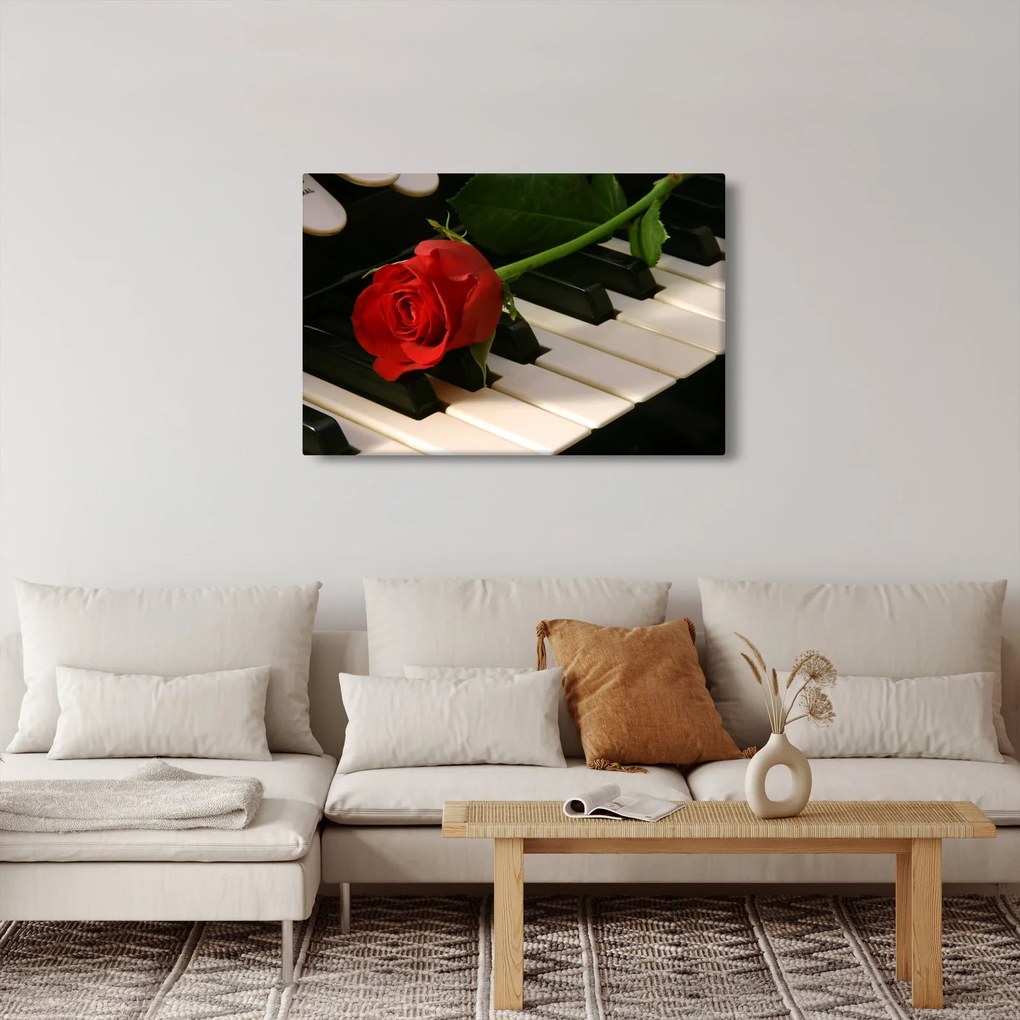 Kép - Zongora és rózsák (90x60 cm)