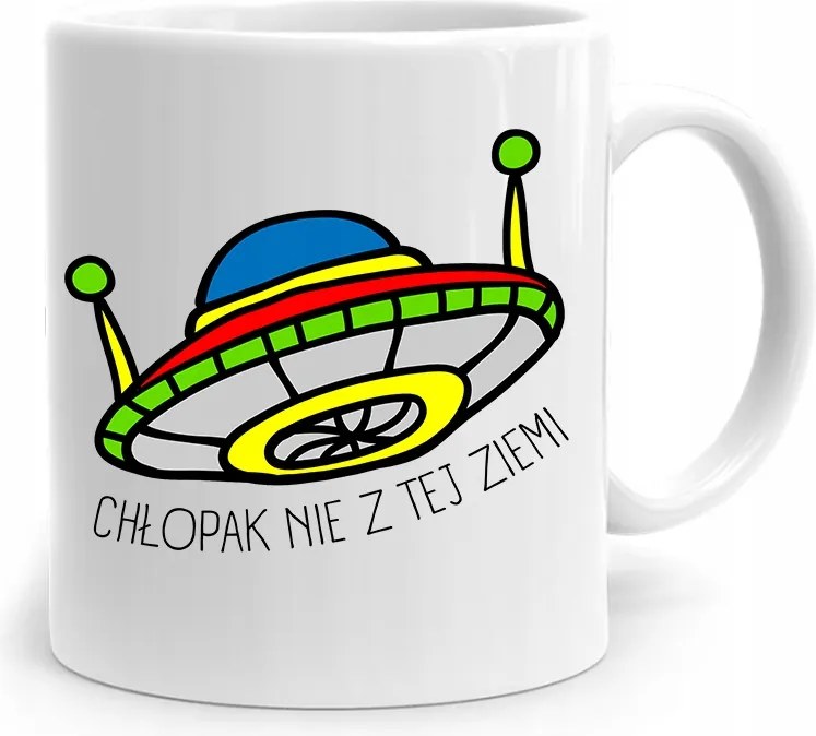 Bögre Ajándék Fiúnapra Nem Ebből A Földből, fényképes nyomattal