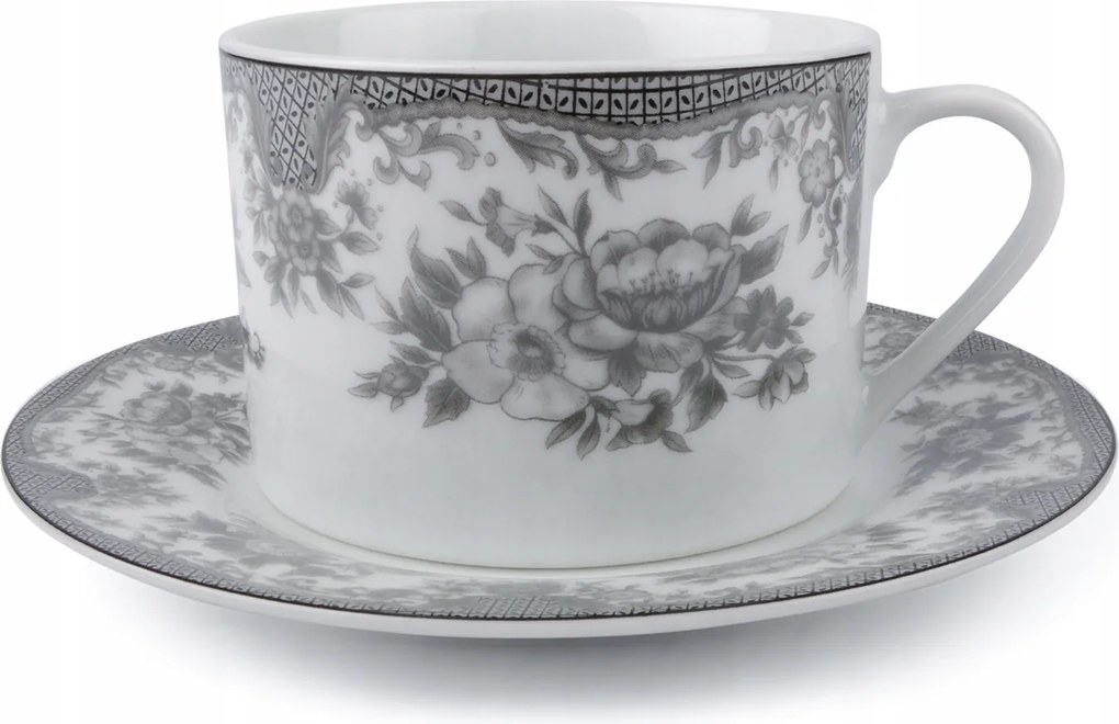 Rose csésze csészealjjal fekete-fehér 190ml