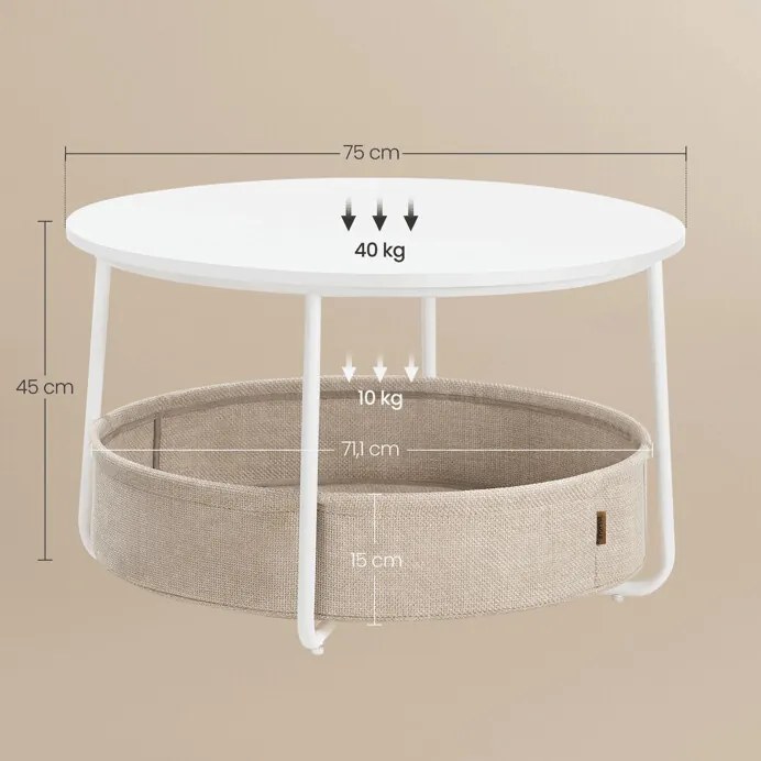 Dohányzóasztal 75x75x45 cm, MDF, fehér, AFK-E1144 WT