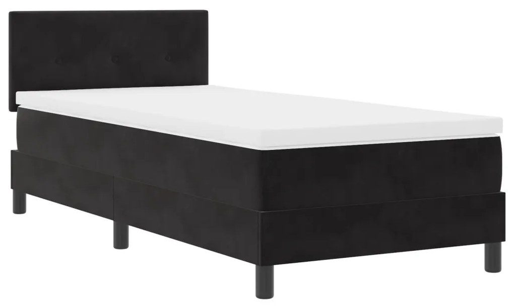 Boxspring Ágy Matraccal Fekete 90x200 cm Bársony