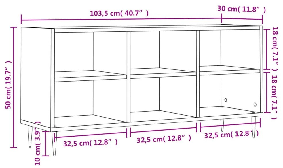 szürke sonoma színű szerelt fa TV-szekrény 103,5x30x50 cm