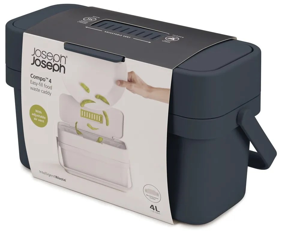 Compo fekete-kék komposztálható hulladék gyűjtő, 4 l - Joseph Joseph