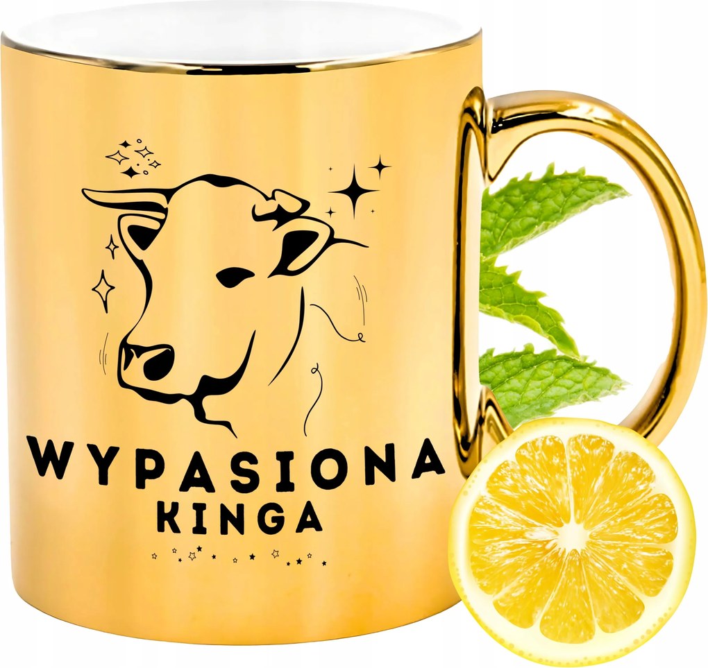 Prémium Arany Csillogó Bögre Kinga Ajándék Nyomtatott Fotóval