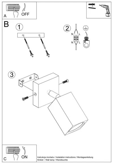 Sollux SL.1035 - Fali spotlámpa KEKE 1xGU10/40W/230V tölgy