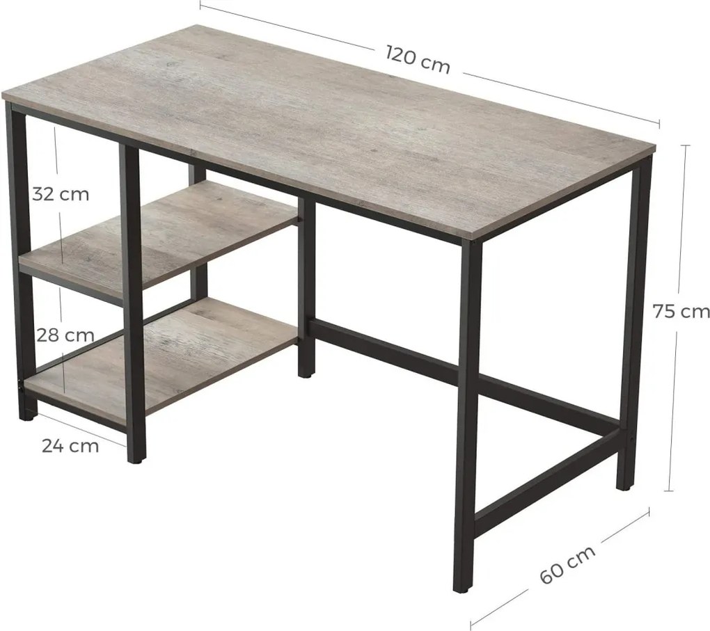 Íróasztal polcokkal, greige 120x60x75cm