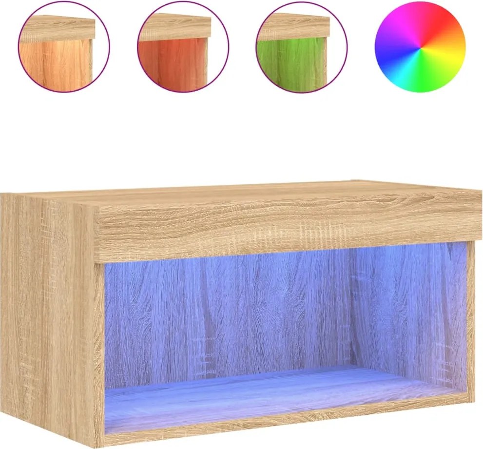 vidaXL sonoma tölgy színű TV-szekrény LED-világítással 60 x 30 x 30 cm