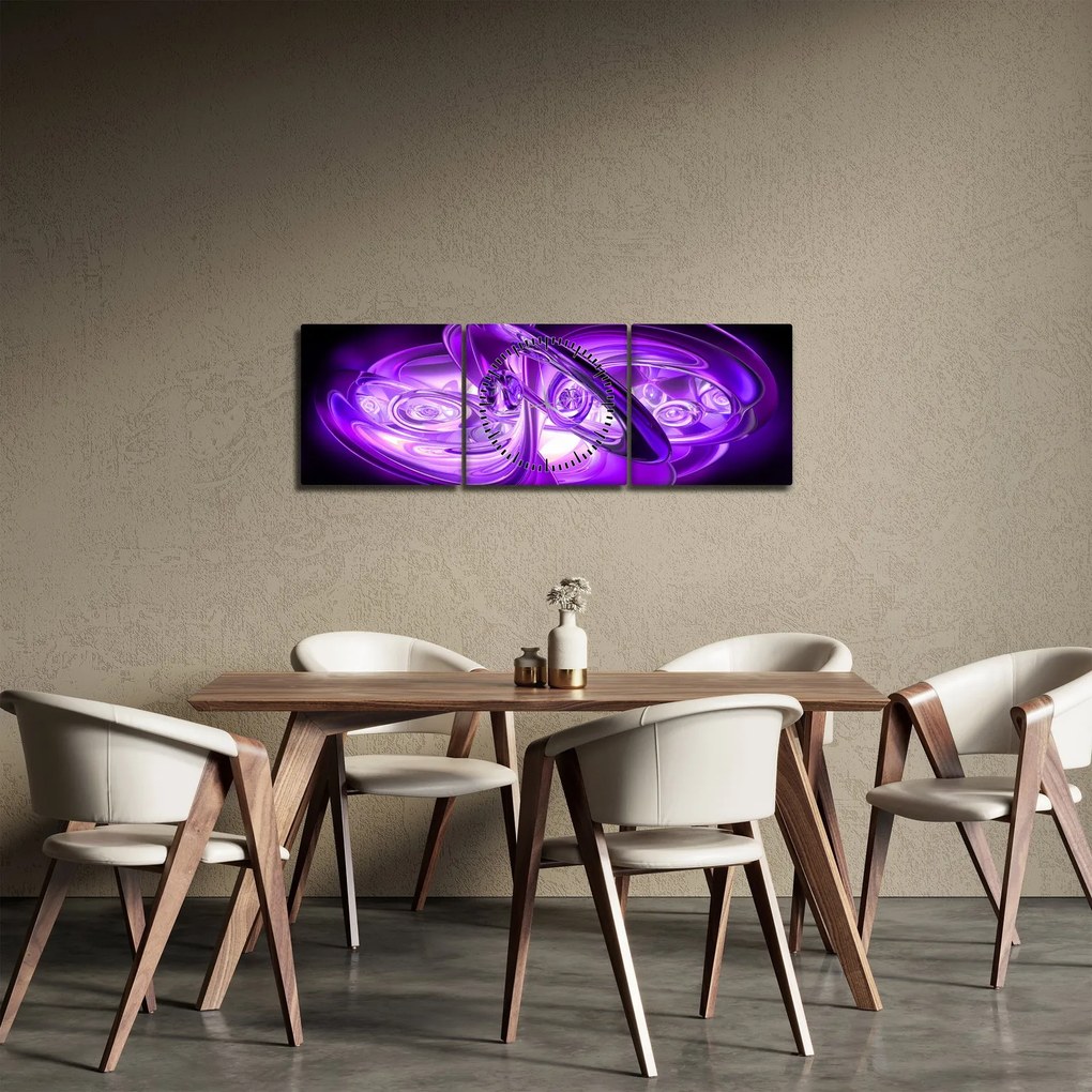 Lila fraktálos kép (órával) (90x30 cm)