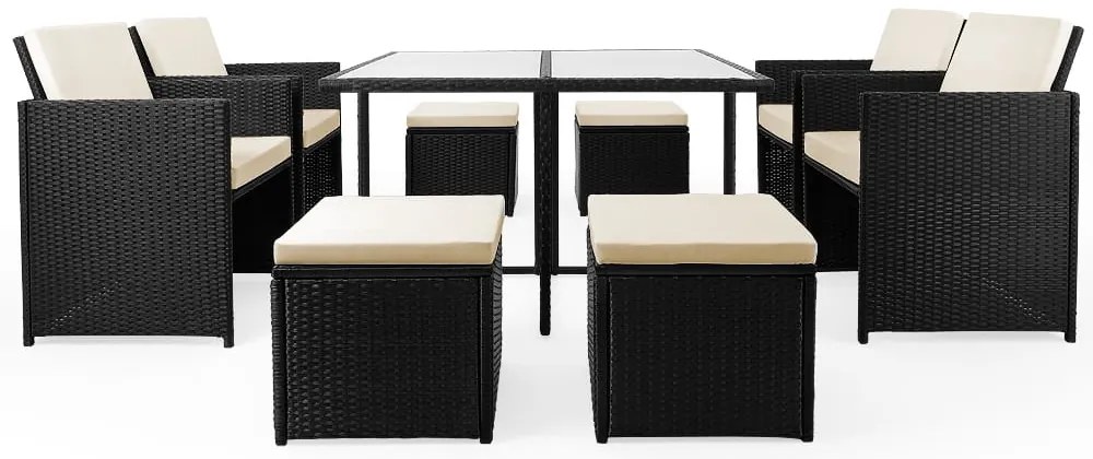 Deuba Kerti rattan szett America 4+4- fekete