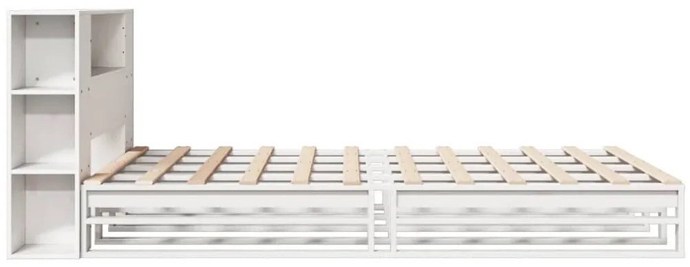 fehér tömör fa könyvespolcos ágy matrac nélkül 120 x 200 cm