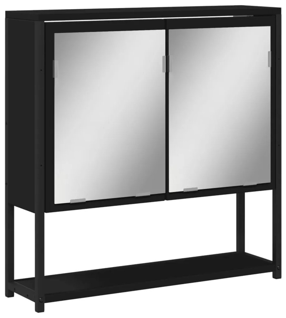 fekete szerelt fa fürdőszobai tükör 60 x 16 x 60 cm