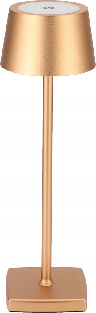 Arany vezeték nélküli LED-es asztali lámpa IP54 fényerőszabályzóval, USB-ről tölthető