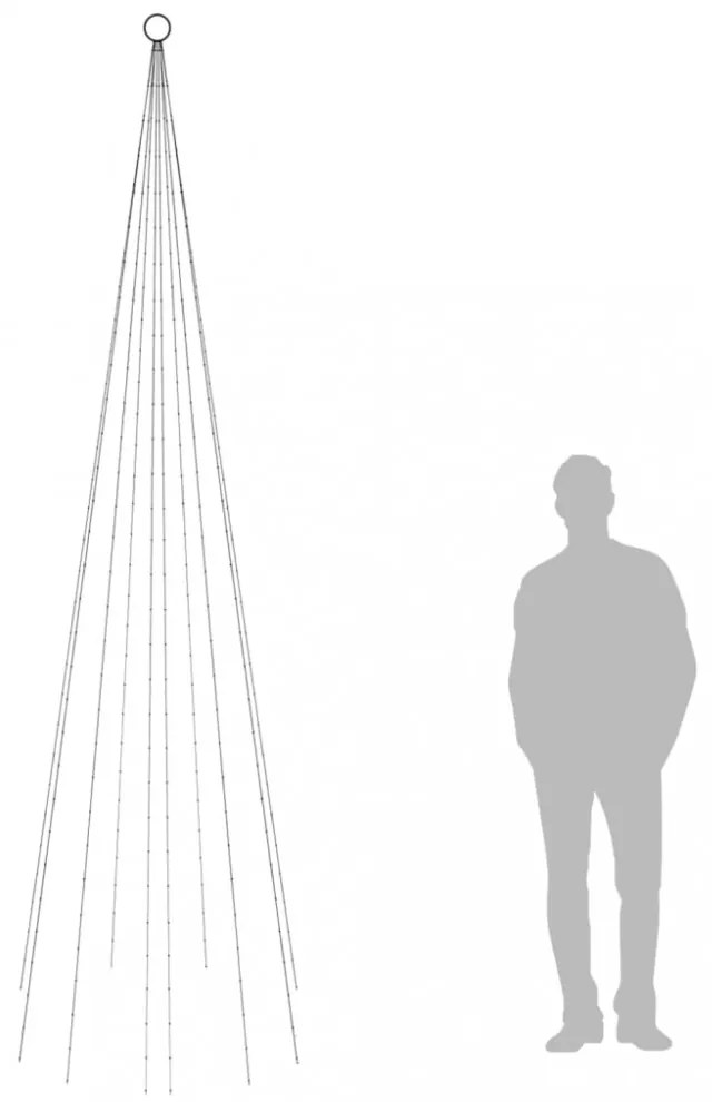 karácsonyfa zászlórúdon 310 hideg fehér LED-del 300 cm