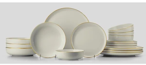 16 darabos fehér/arany porcelán étkészlet