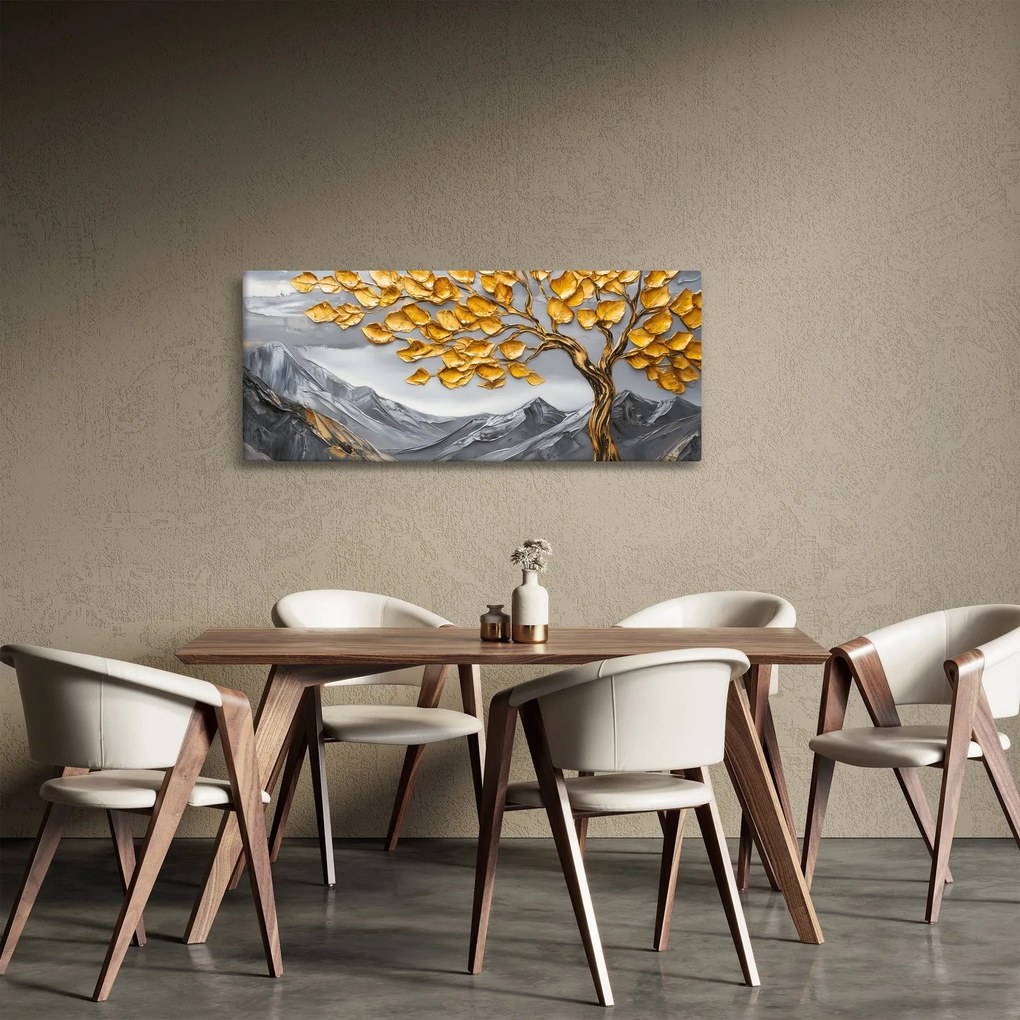 Kép – Fa arany levelekkel (120x50 cm)