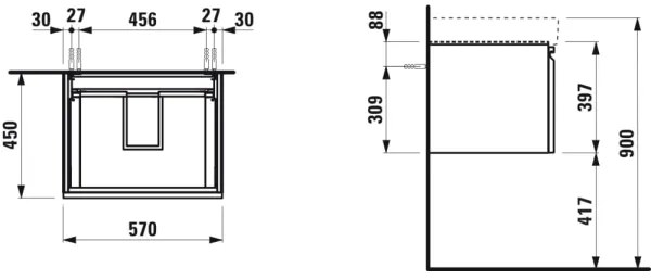 LAUFEN H4833720964791 - PRO 57 cm mosdószekrény, tölgy