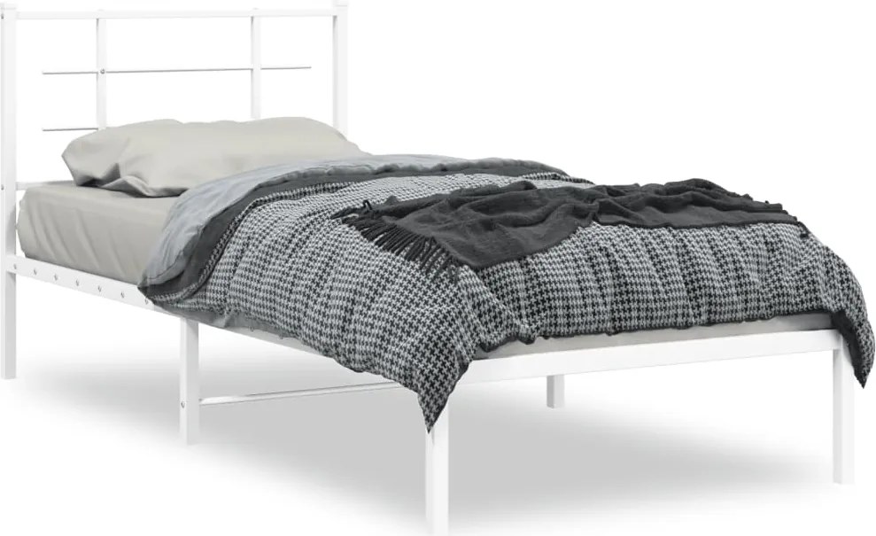 vidaXL fehér fém ágykeret fejtámlával 90x190 cm
