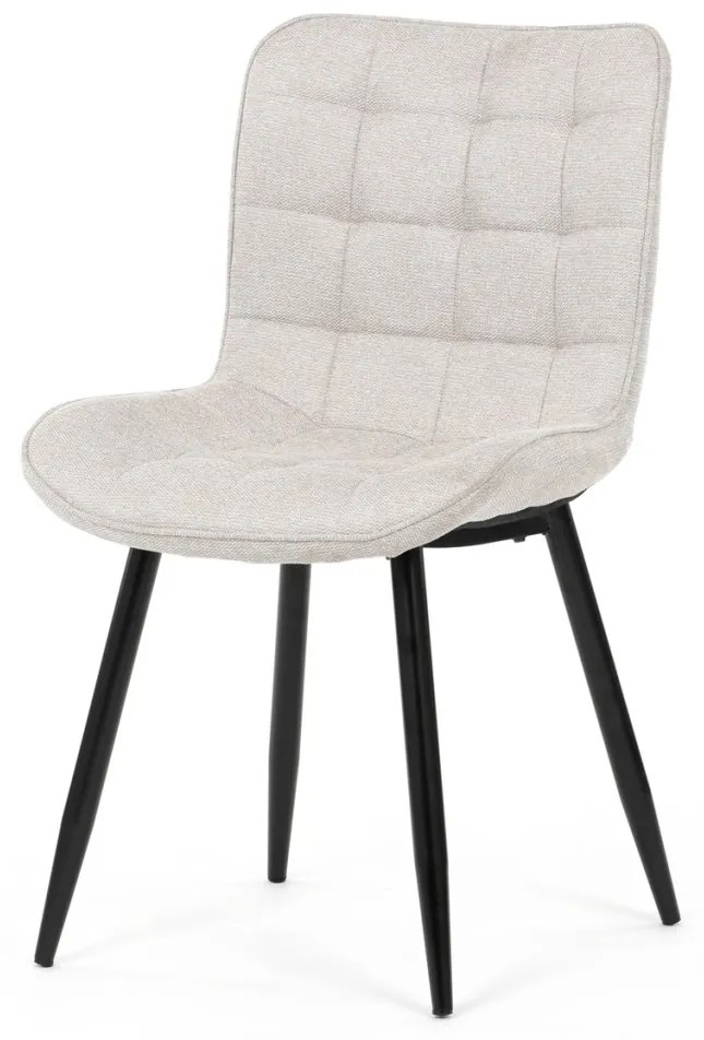 Scaun de sufragerie, material bej, picioare metalice negre
