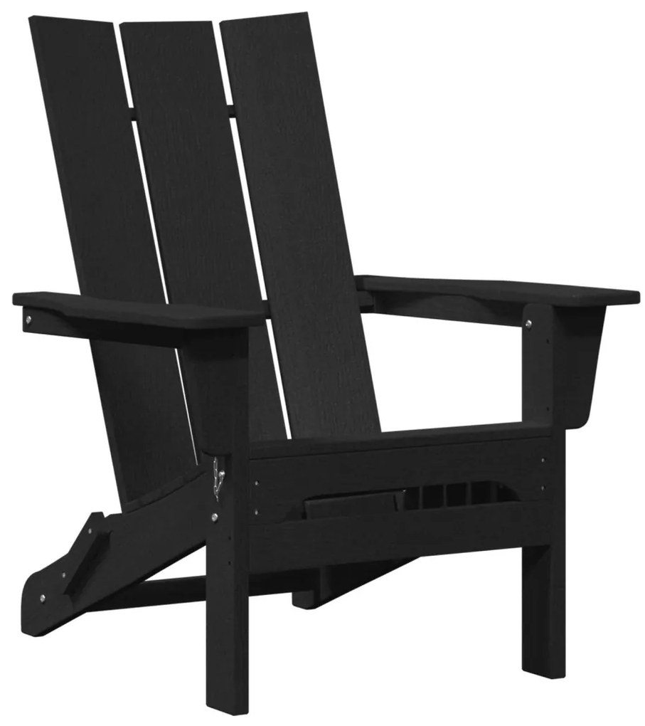 összecsukható Adirondack szék fekete 74,5x80,5x90 cm HDPE