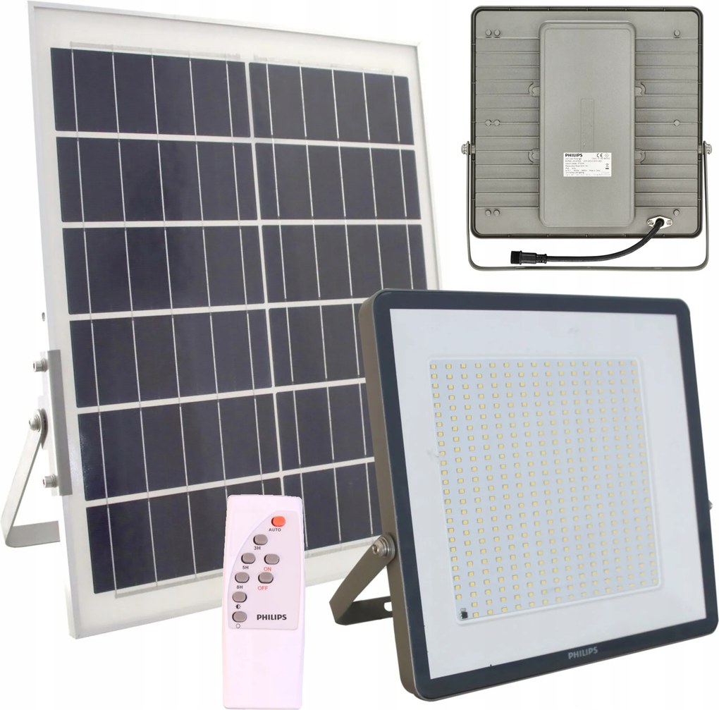 LED-es napelemes lámpa Philips utcai alkonyérzékelővel Távirányító 20W 4000K