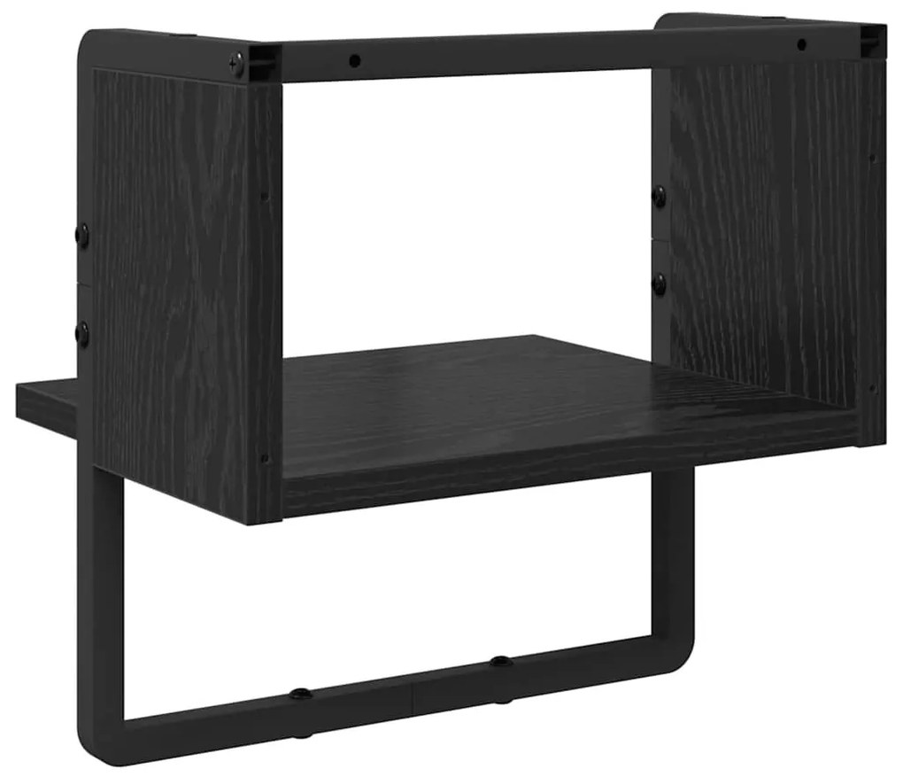 vidaXL Falpolc polcokkal Fekete tölgy 30 x 25 x 30 cm Faanyag