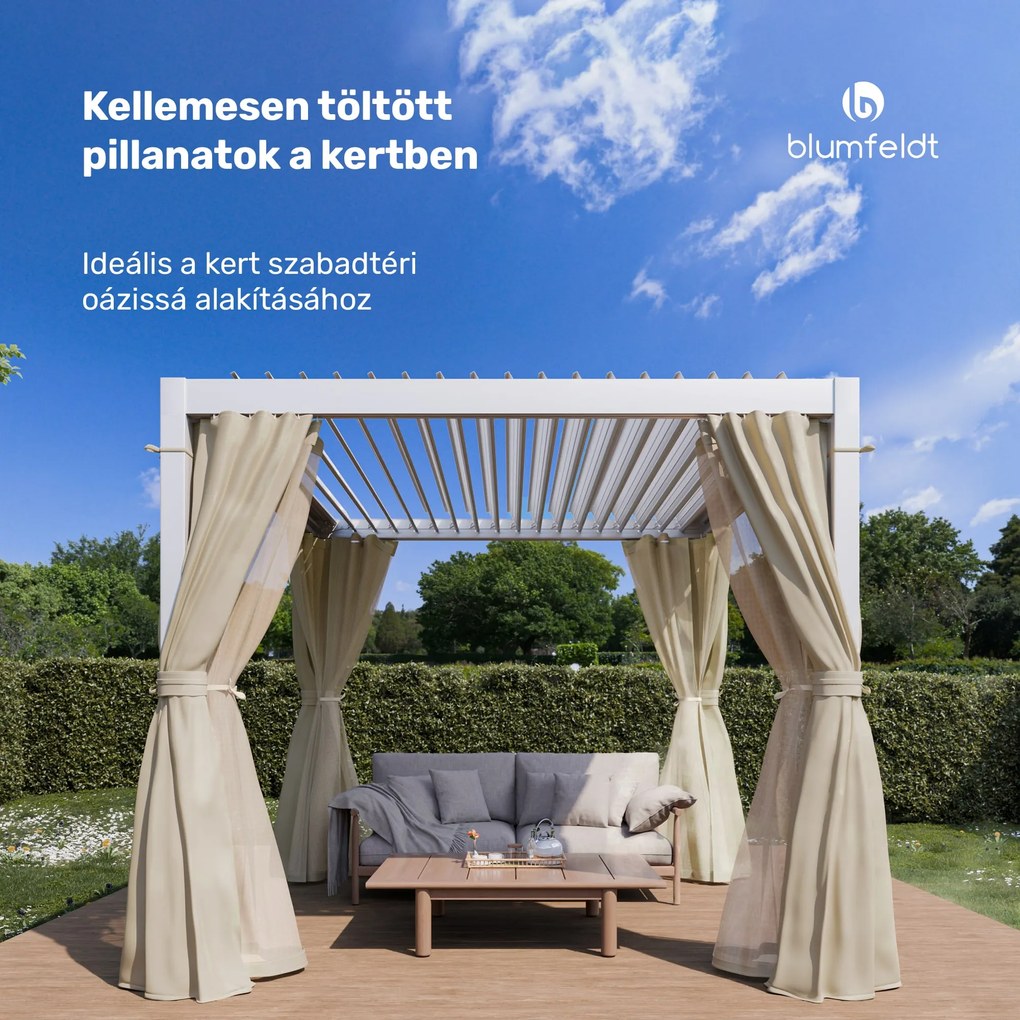 Blumfeldt LuminaHaven Pergola 3x3 függönyökkel és szúnyoghálóval