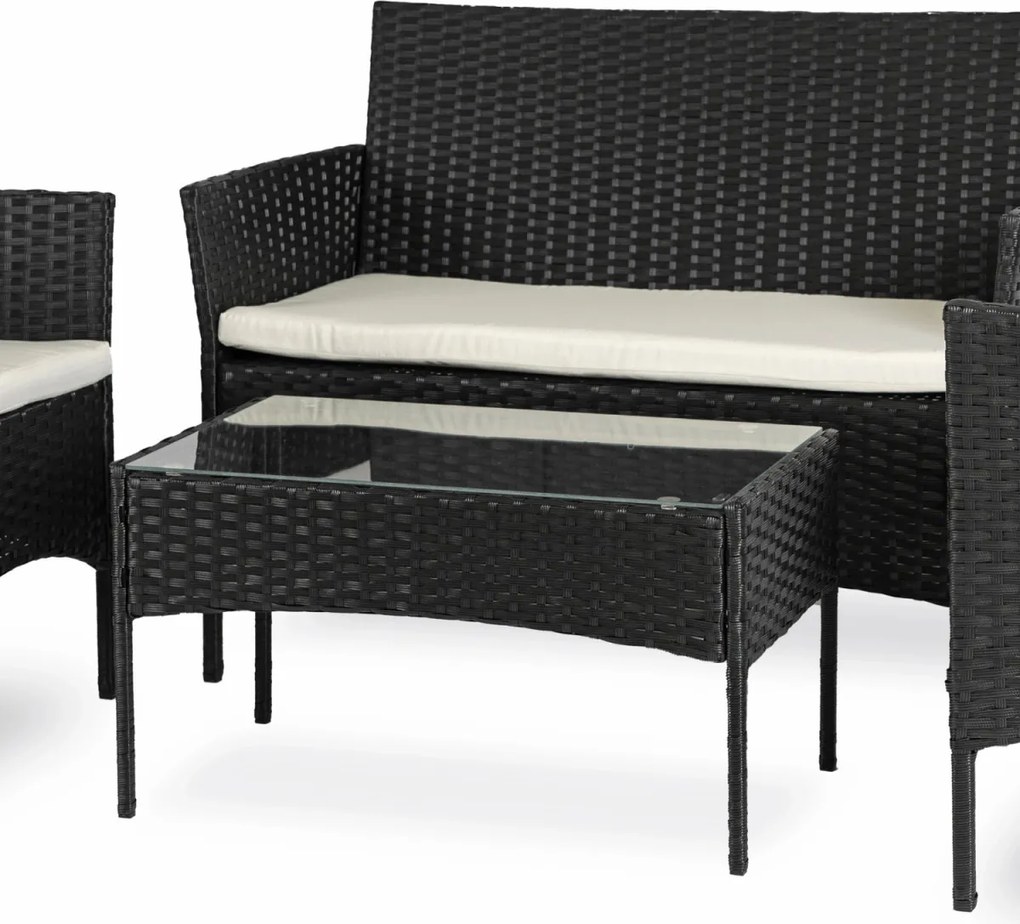 Zestaw Mebli Ogrodowych MISSISIPI Czarny/Beżowy