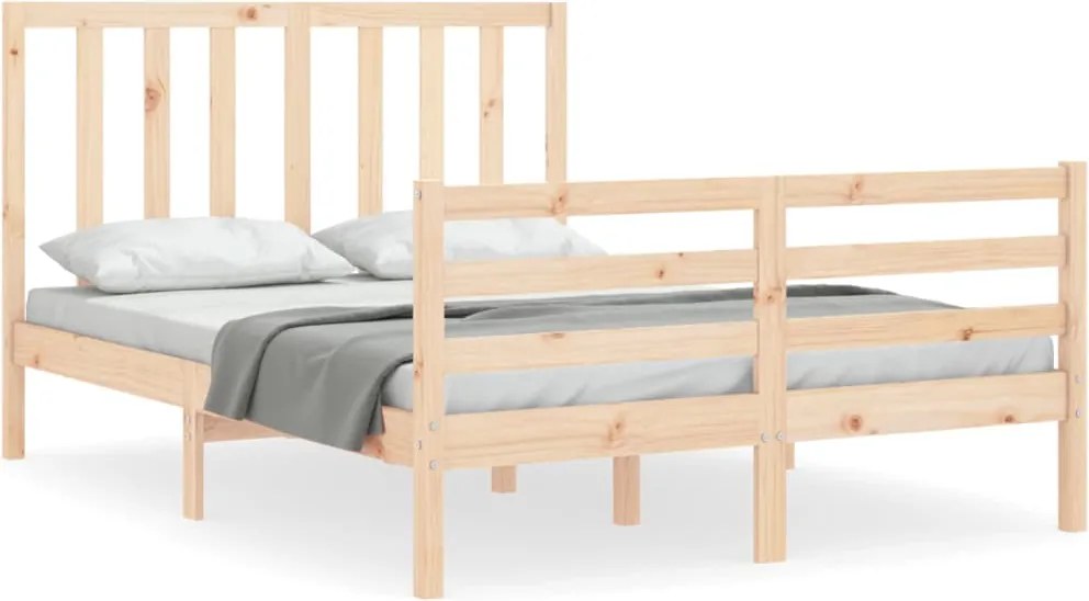 vidaXL tömör fenyőfa ágy matrac nélkül 140 x 190 cm