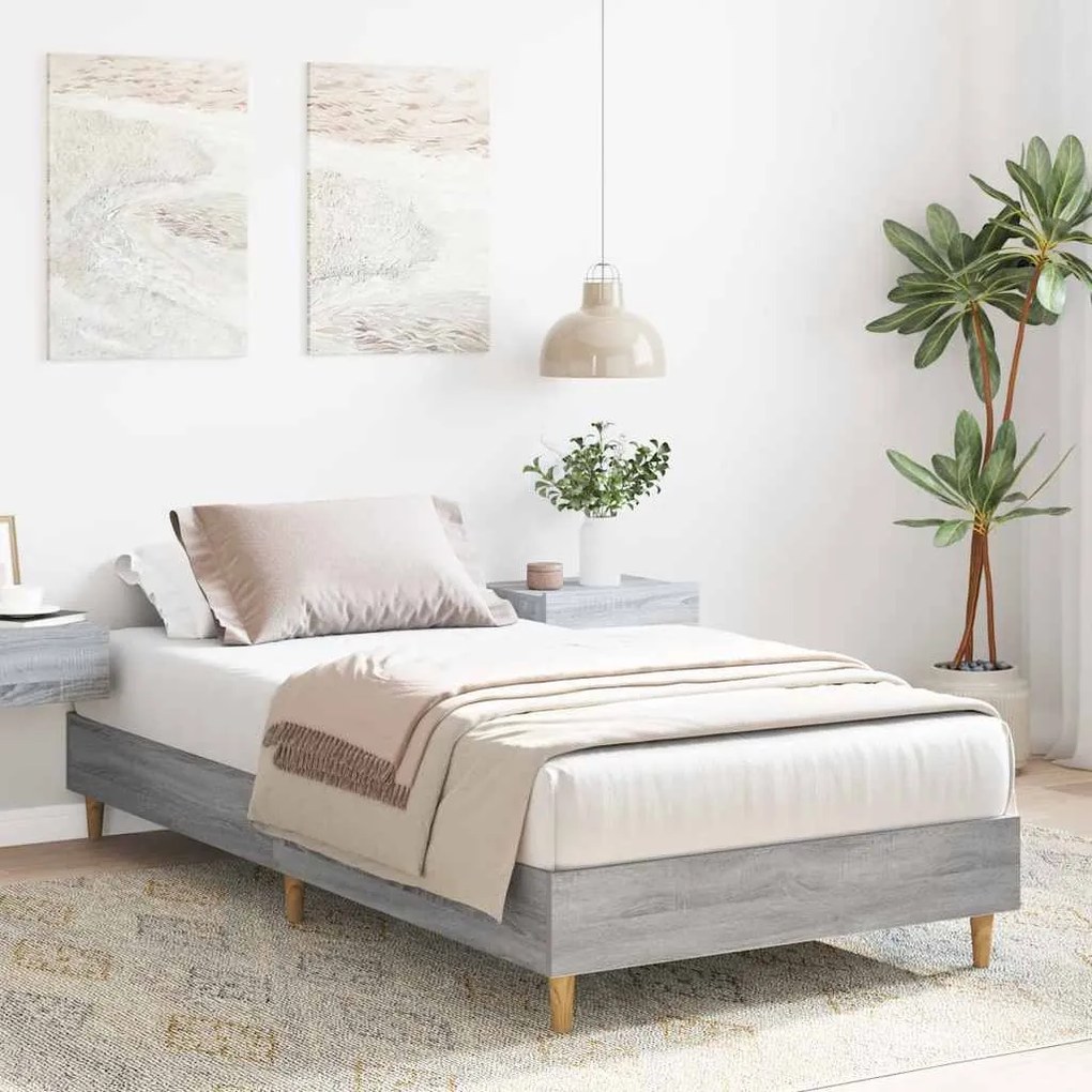 sonoma tölgyszínű szerelt fa ágykeret matrac nélkül 75 x 190 cm