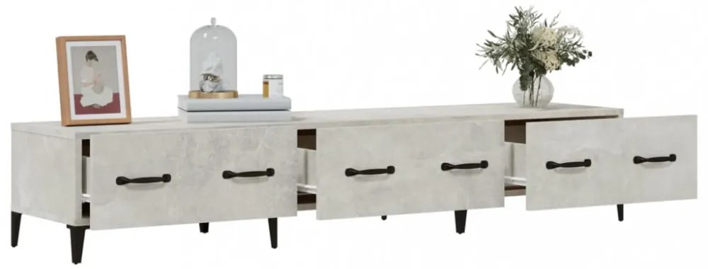betonszürke szerelt fa TV-szekrény 150 x 34,5 x 30 cm