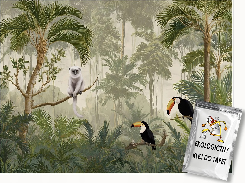 Gyerek Fotótapéta Dzsungel Madarak Pálmafák Gyerekszobába 300x210