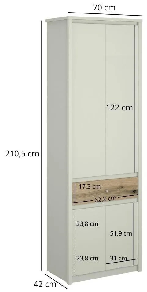 Ruhásszekrény Kodro 1 (kasmír + evoke tölgy) . Akció -16%. 1116923