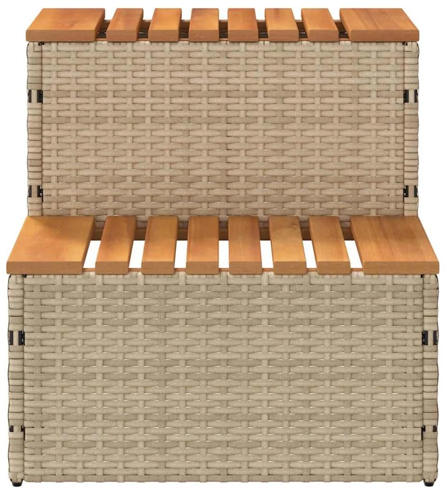 Pezsgőfürdő lépcső bézs 50x50x50,5cm polyrattan és akácfa
