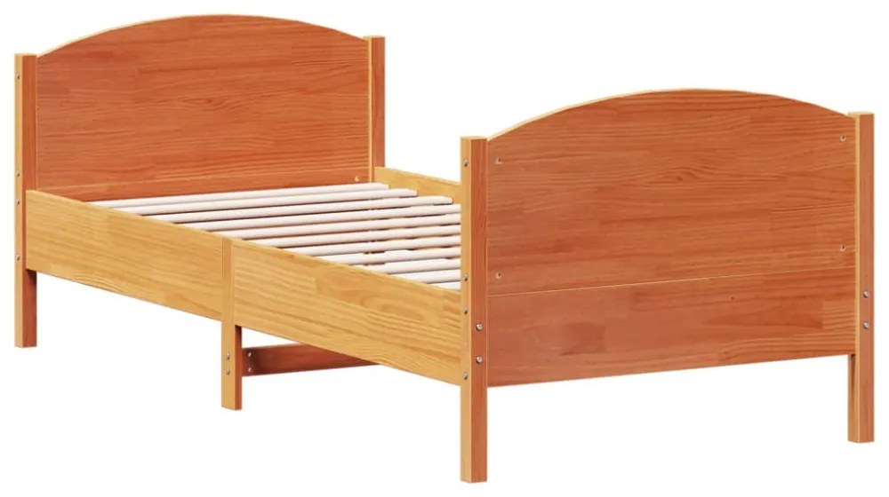 viaszbarna tömör fenyőfa ágy matrac nélkül 75 x 190 cm