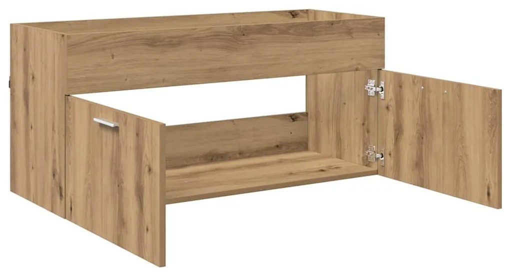 vidaXL Mosdókagyló szekrény tárolóval ajtóval Artisan tölgy Faanyag