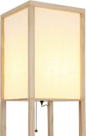 Globo 58611 Állólámpa, világosbarna fa, fehér textil, fehér PVC kábel, láncos húzókapcsoló, HxSzxM: 260x260x1590mm, kábelhossz 1800mm, 1x E27 60W 230V izzó nélkül