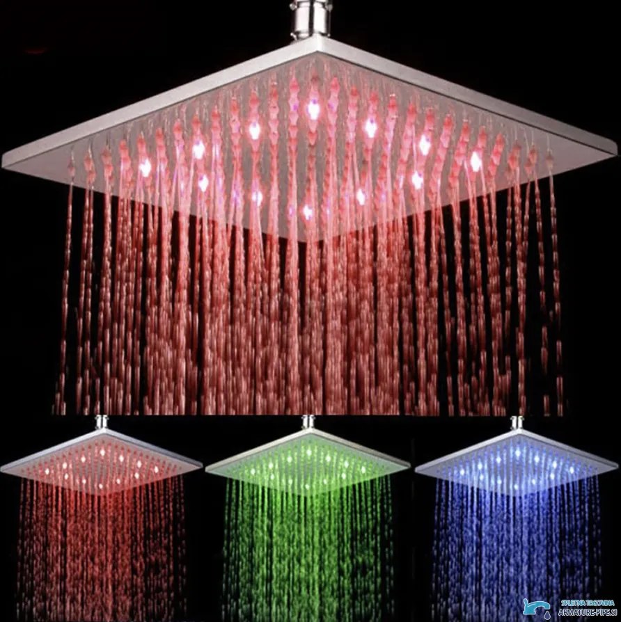Zuhanyrendszer EYN PT50089 falba süllyesztett kivitelben, LED-világítással, több színváltozatban — Króm — 30 cm