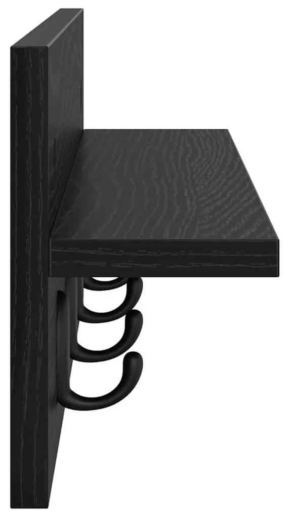 Fali Kabáthorog polcokkal Musta tammi 60 x 10.5 x 18 cm Faanyag