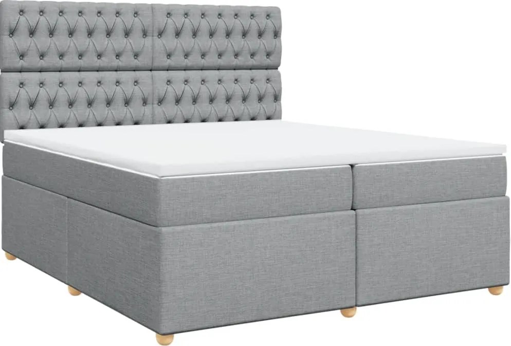 vidaXL világosszürke szövet rugós ágy matraccal 200 x 200 cm