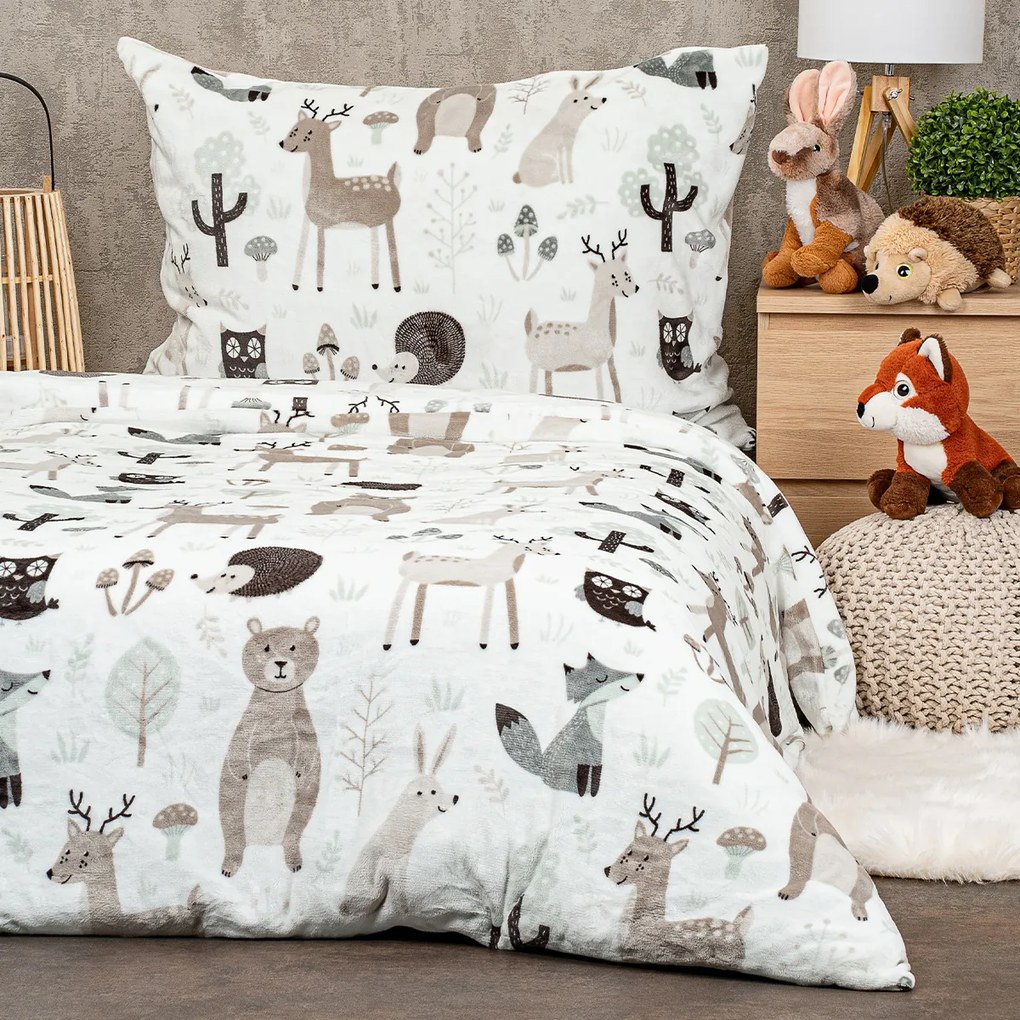 4Home Nordic friends gyerek mikroflanel ágyneműhuzat 140 x 200 cm, 70 x 90 cm