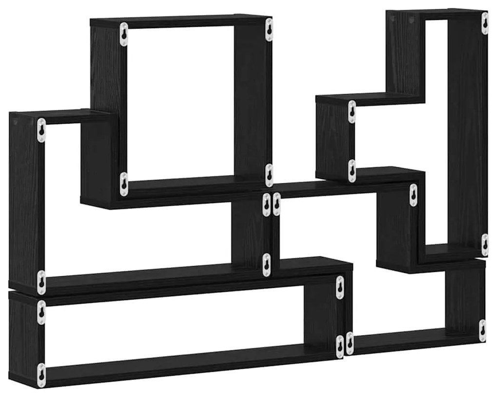 Fal Cube polcokkal Egyéb Musta tammi 96 x 12 x 64 cm Faanyag