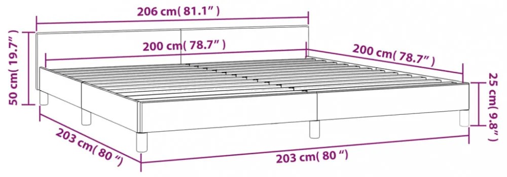kávészínű ágykeret fejtámlával matrac nélkül 200x200 cm