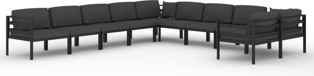 vidaXL 10 részes antracitszürke alumínium kerti ülőgarnitúra párnákkal