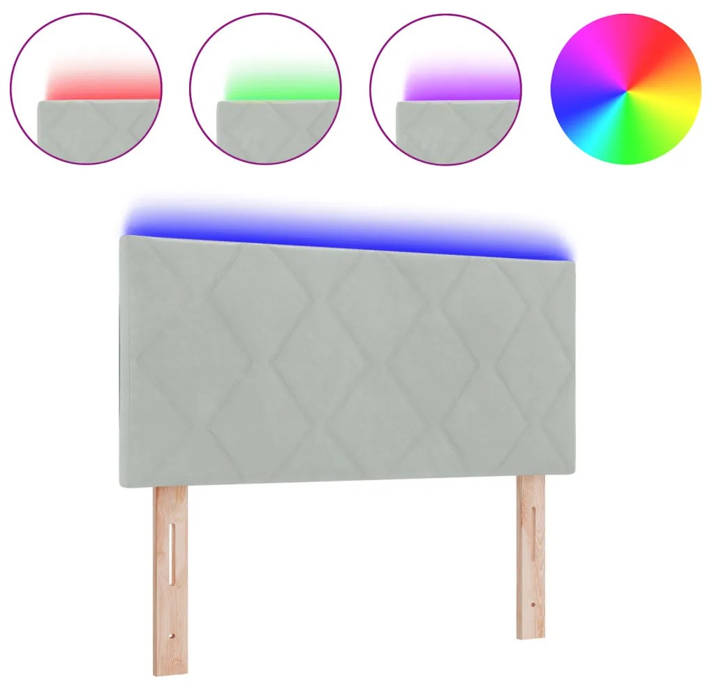 LED ágytámla Világosszürke 100 cm Műbőr