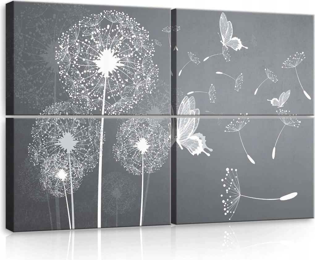 Vászonkép 120x80 Könnyűség finomság pitypang pillangók nyár természet nyugalom