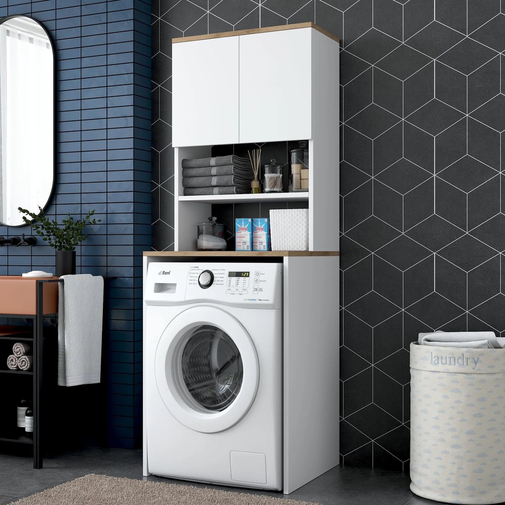 Fürdőszoba szekrény Karoline 101 (fehér + dió). Akció -27%. 1073336