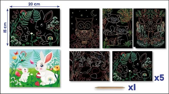 Képkarcoló készlet, erdei állatok, MAPED CREATIV Scratch Cards (IMAC906914)