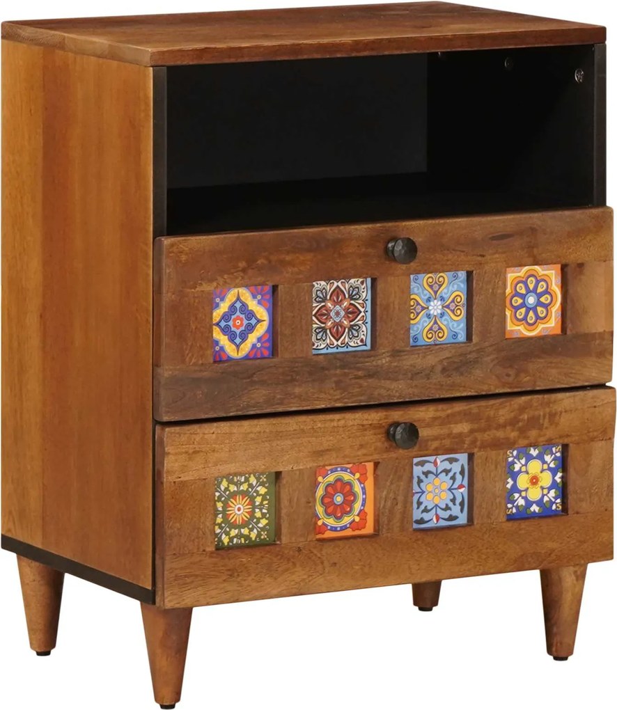 vidaXL Éjjeliszekrény fiókkal Barna 50 x 33 x 62 cm Tömör Mangófát